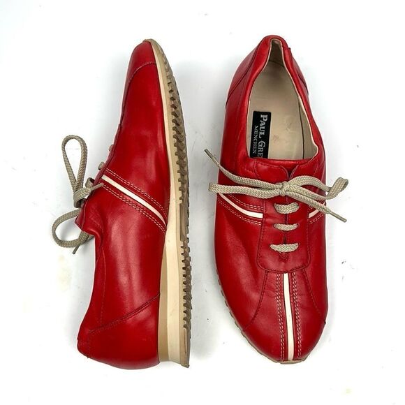 PAUL GREEN Austria Red Leather Lace Up Sneakers US 9,5 - Picture 2 of 15